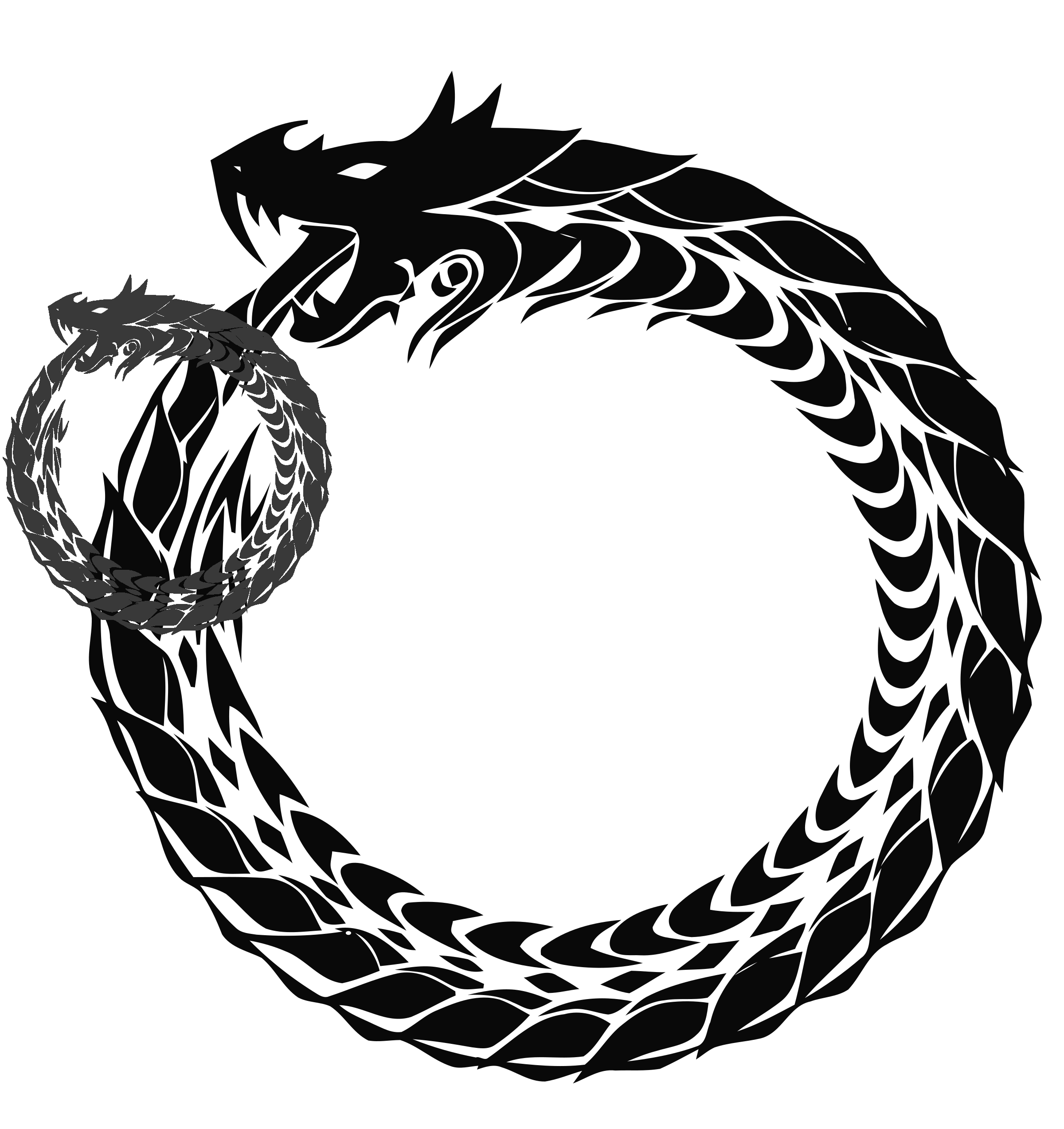 an ouroboros at the tail of another ouroboros